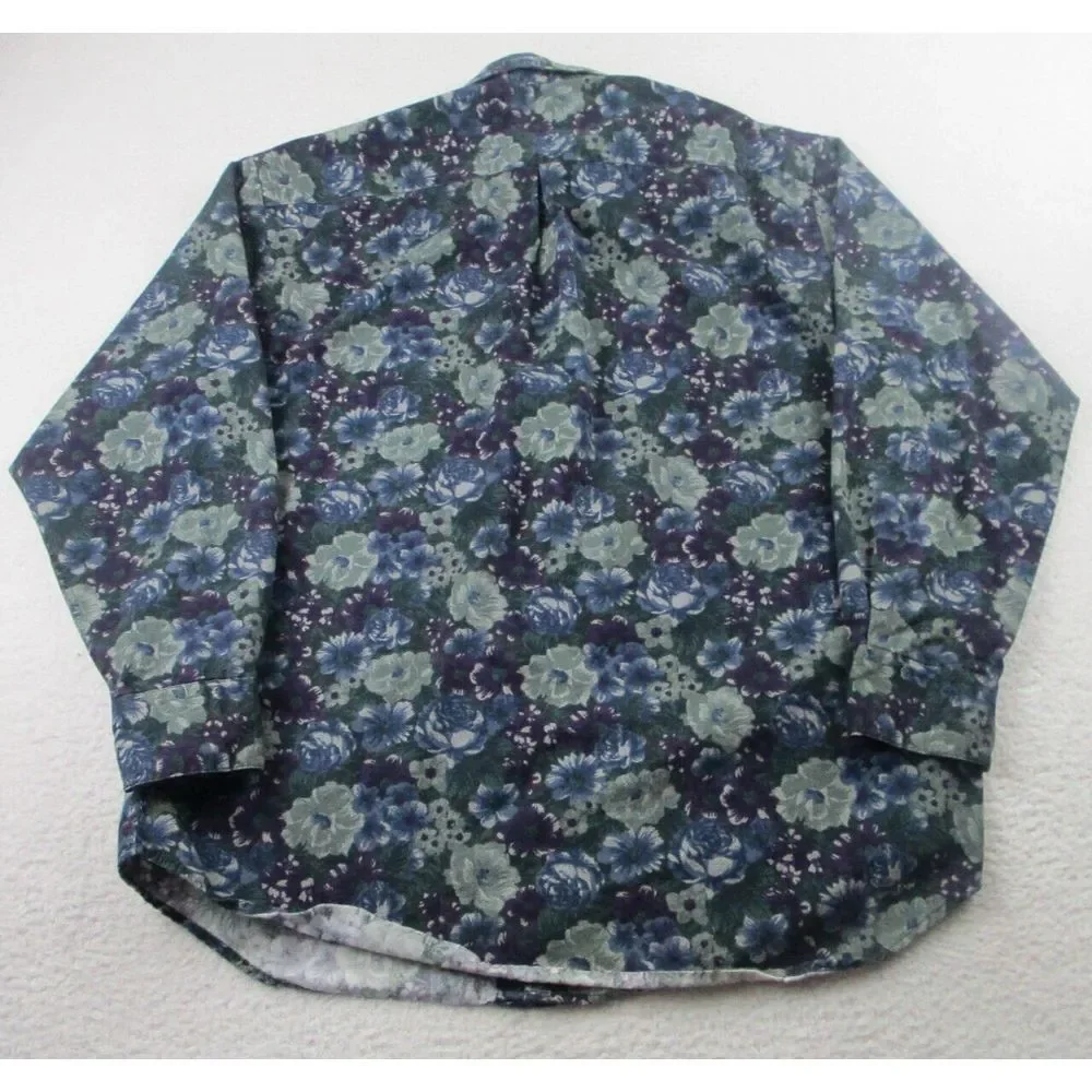 Why This? Shirt Mens Size Medium Floral Colourful Button Up Cotton Long Sleeve M
